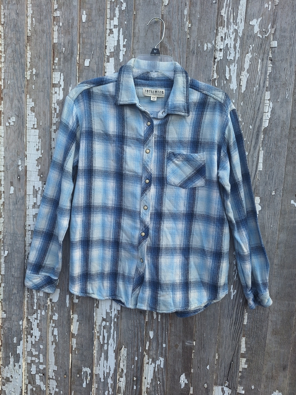 Idyllwind Blue Plaid Button-Down Shirt Size Medium